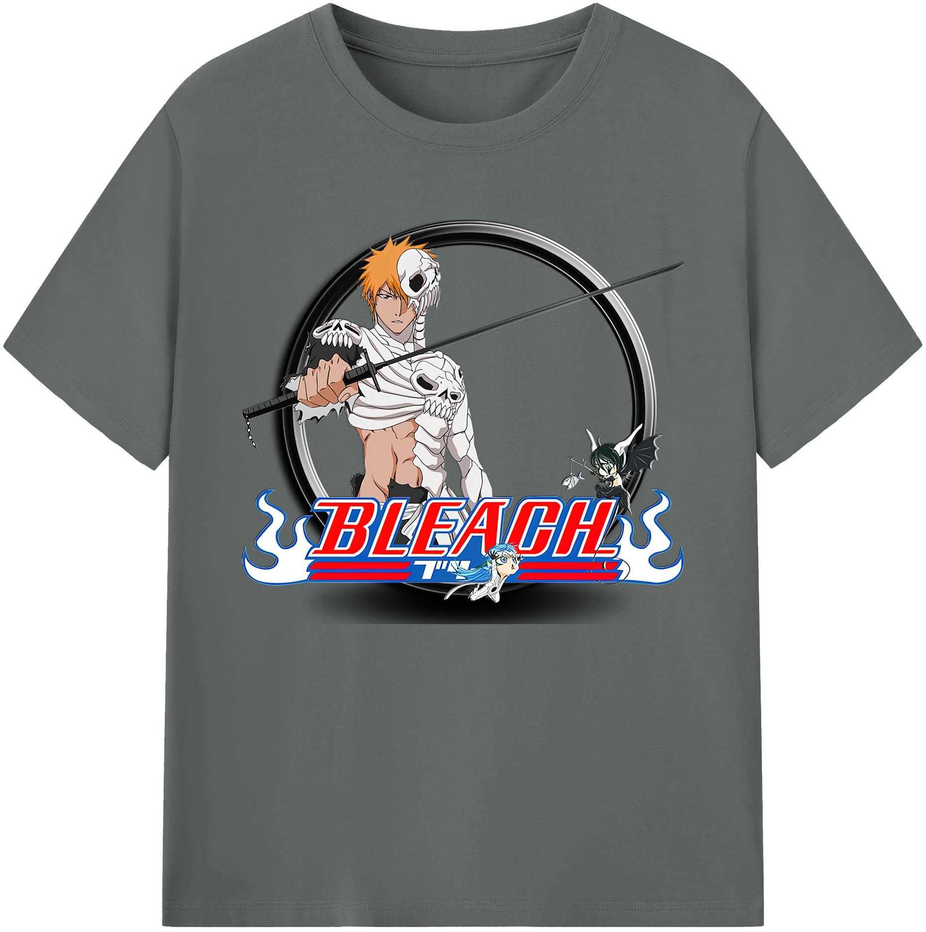 （画像用） ブリーチ 黒崎一護（くろさき いちご）BLEACH Kurosaki Ichigo 綿100％ メンズ半袖Tシャツ｜肌触りやわらか＆通気性